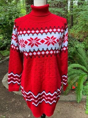 Tres Chic Red Turtleneck Sweater Dress -NWOT